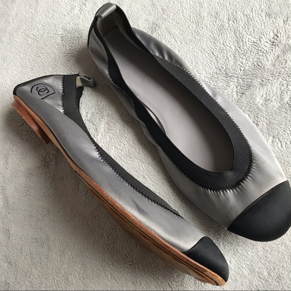 CHANEL Shoes - Chanel Spirit Cap Toe Satin CC Ballet Flats 42